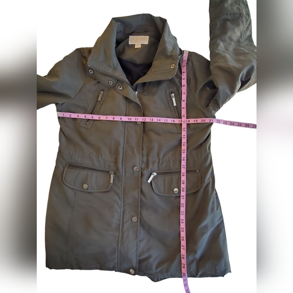 Michael Kors Anorak Rain Coat Women Large Trench Hood Utility‎ Gorpcore - Picture 13 of 16